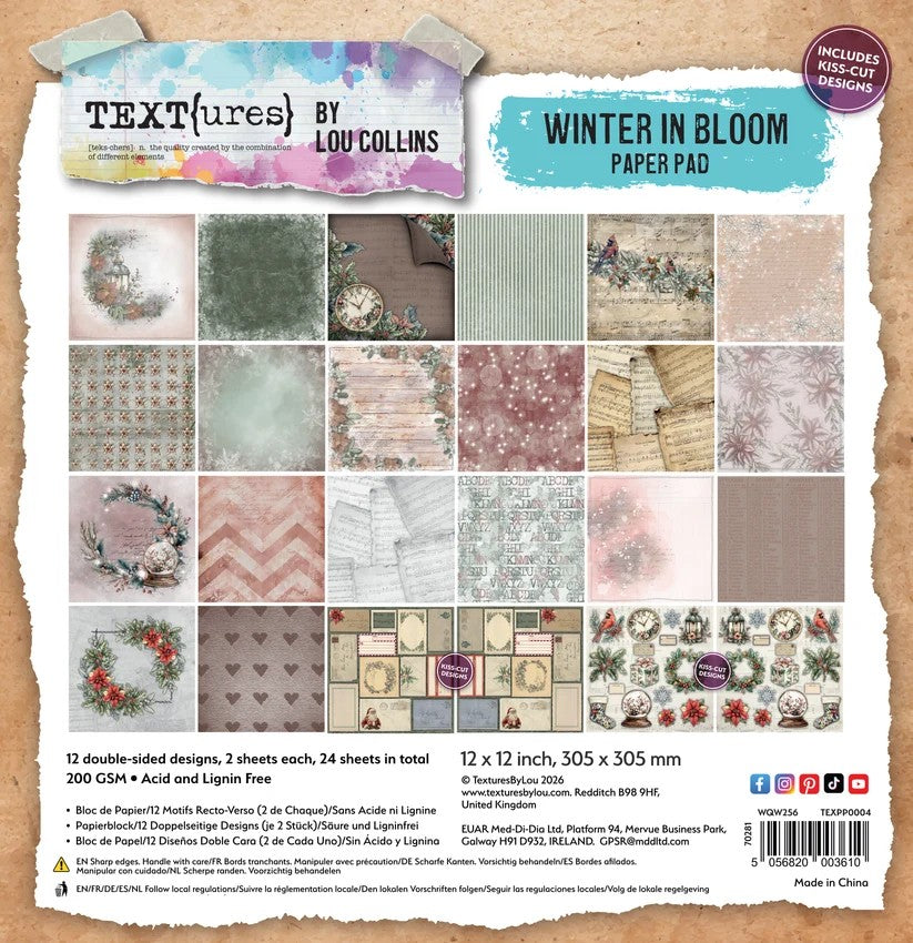 TEXT(ures) by Lou Collins Winter in Bloom 12"x12" Paper Pad
