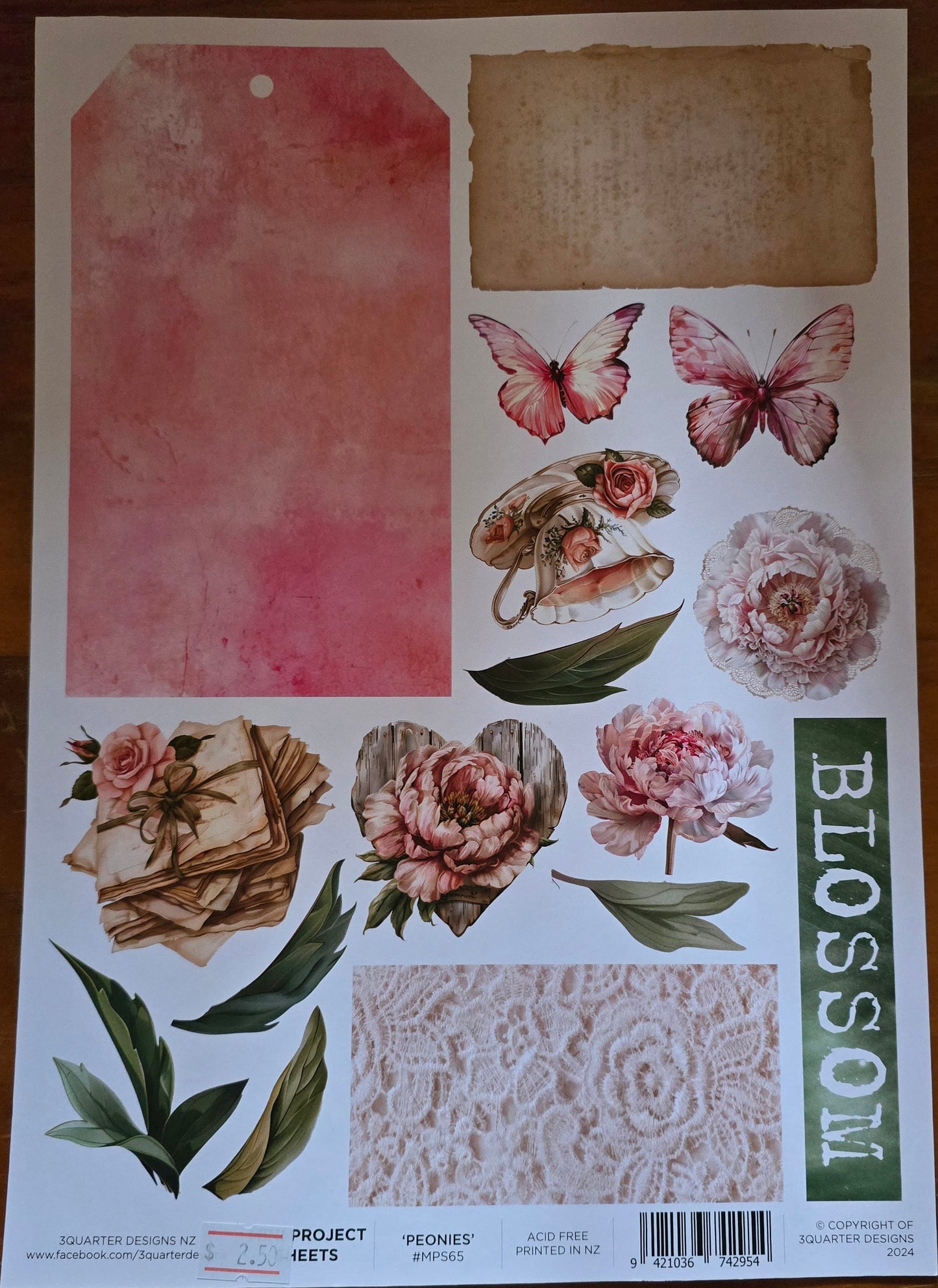 3 Quarter Designs Peonies Mini Project Sheet