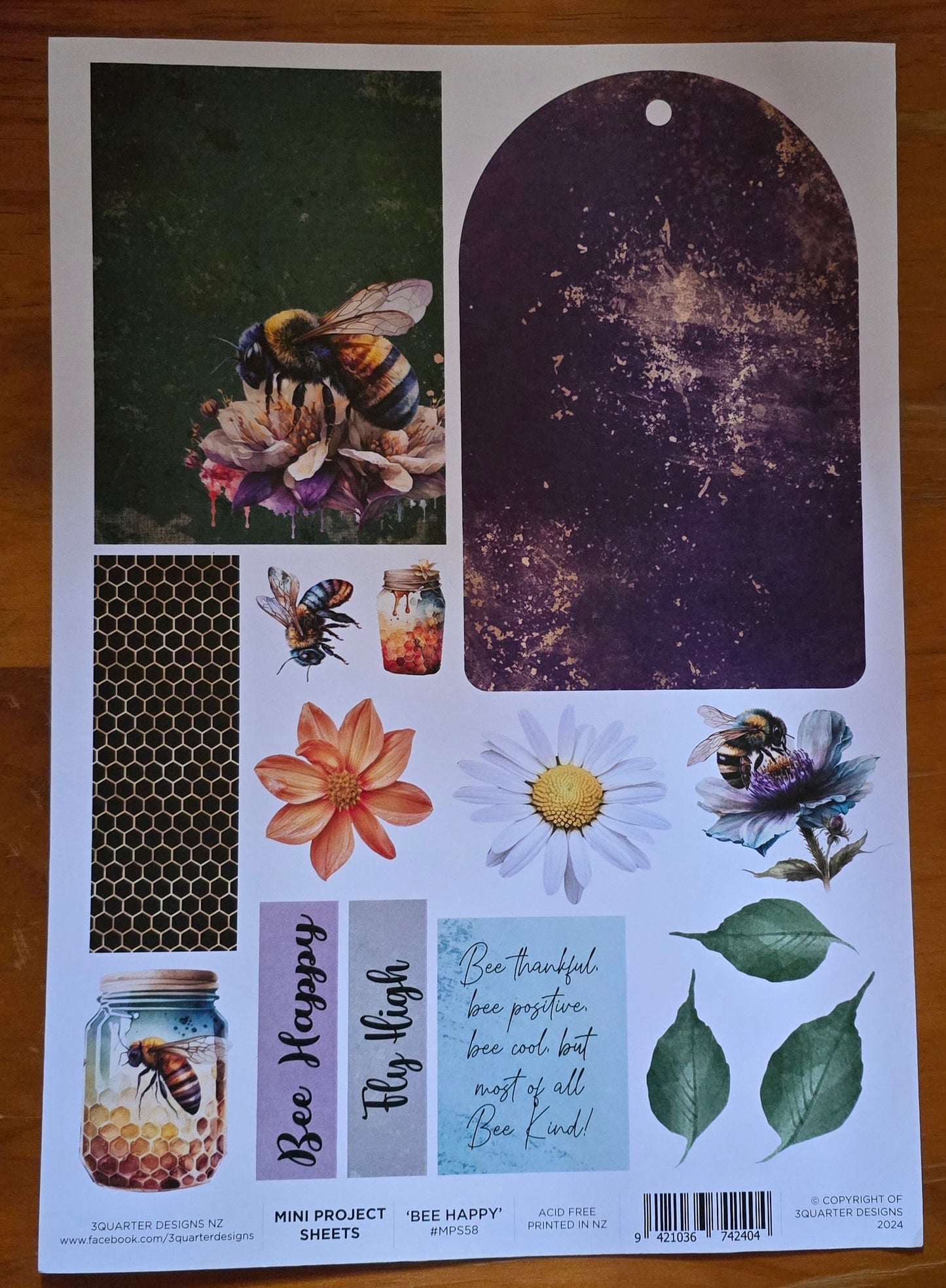 3 Quarter Designs Bee Happy Mini Project Sheet