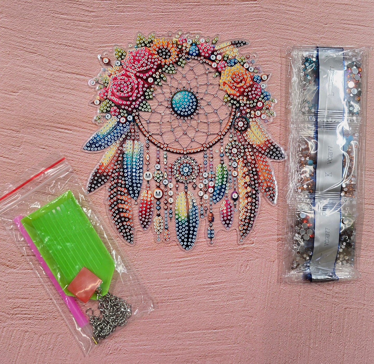 Floral & Feathers Diamond Dot Dreamcatcher Kit