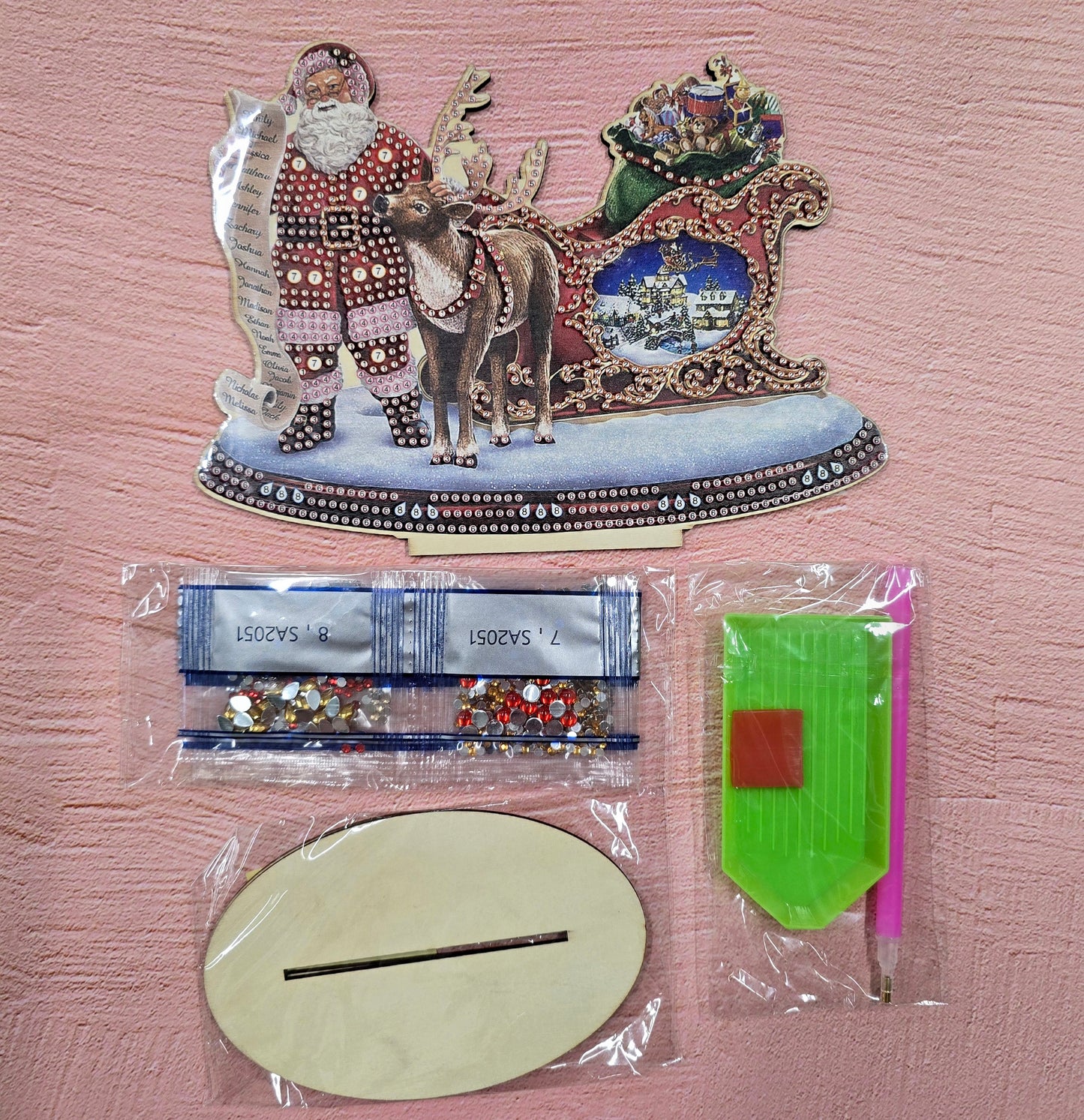 Santa & Sleigh Diamond Dot Tabletop Decoration Kit