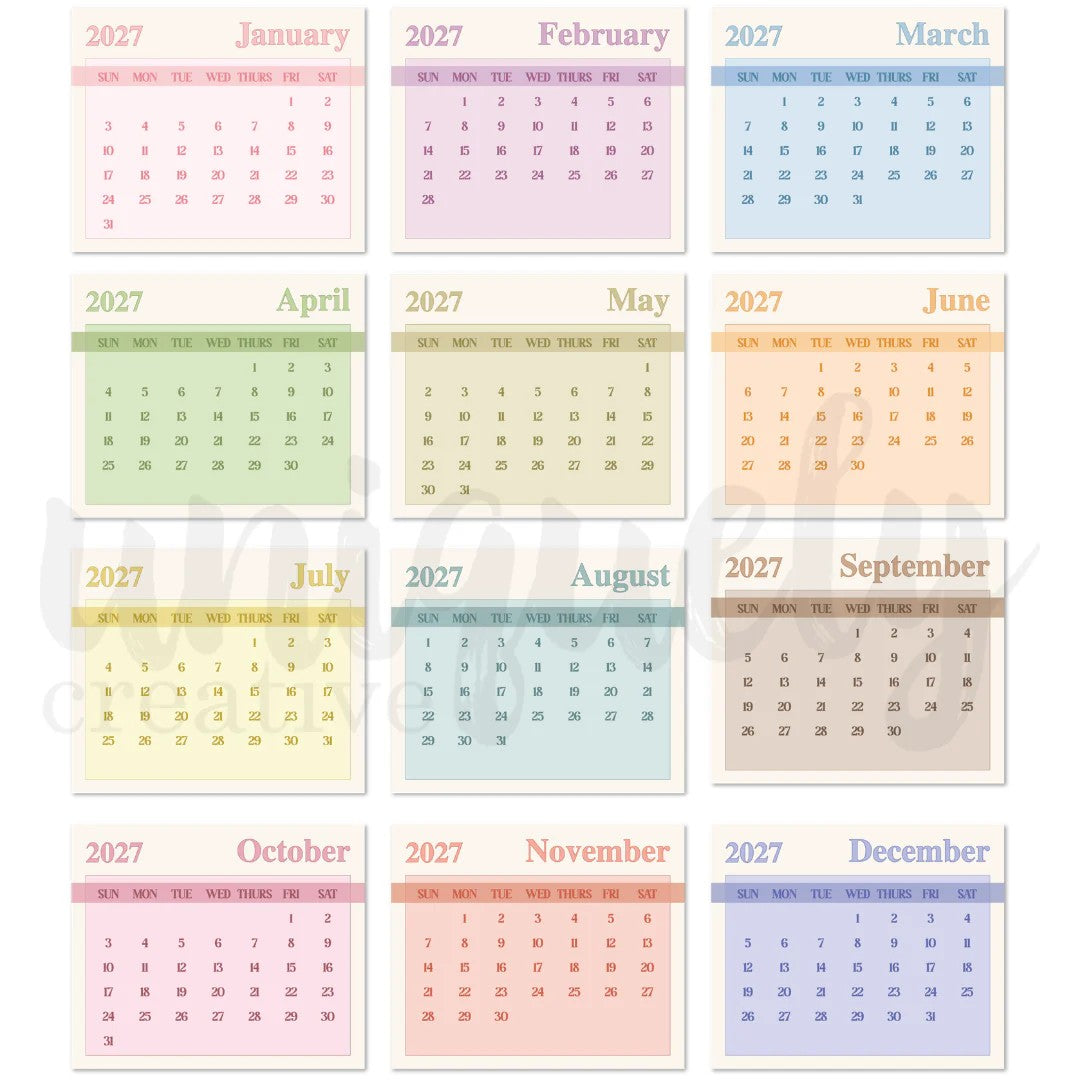 Uniquely Creative 2027 Calendar Tabs