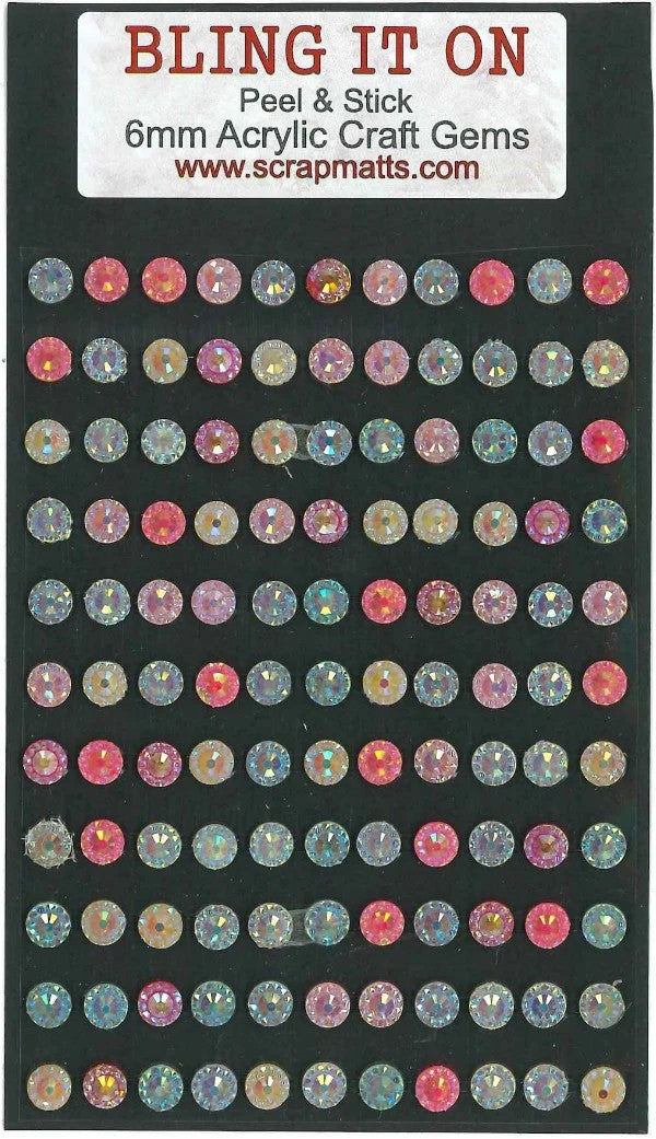 Scrapmatts 6mm Mixed Acrylic Craft Gems