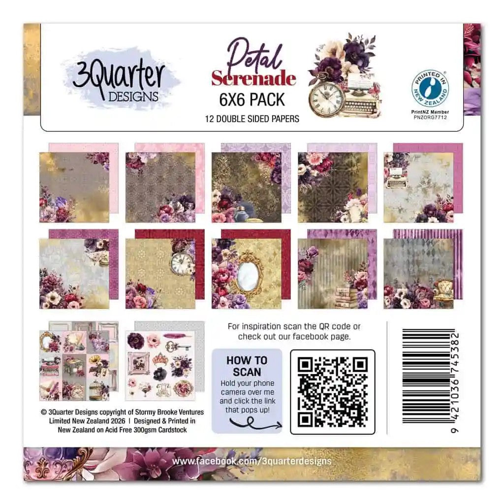 3 Quarter Designs Petal Serenade 6"x6" Paper Collection Pack