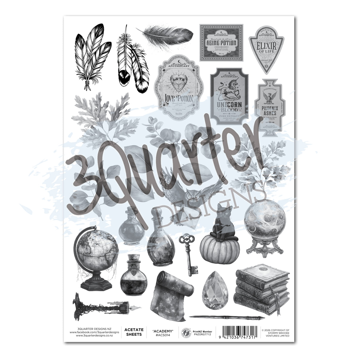 3 Quarter Designs Wand Academy A4 Acetate Sheet