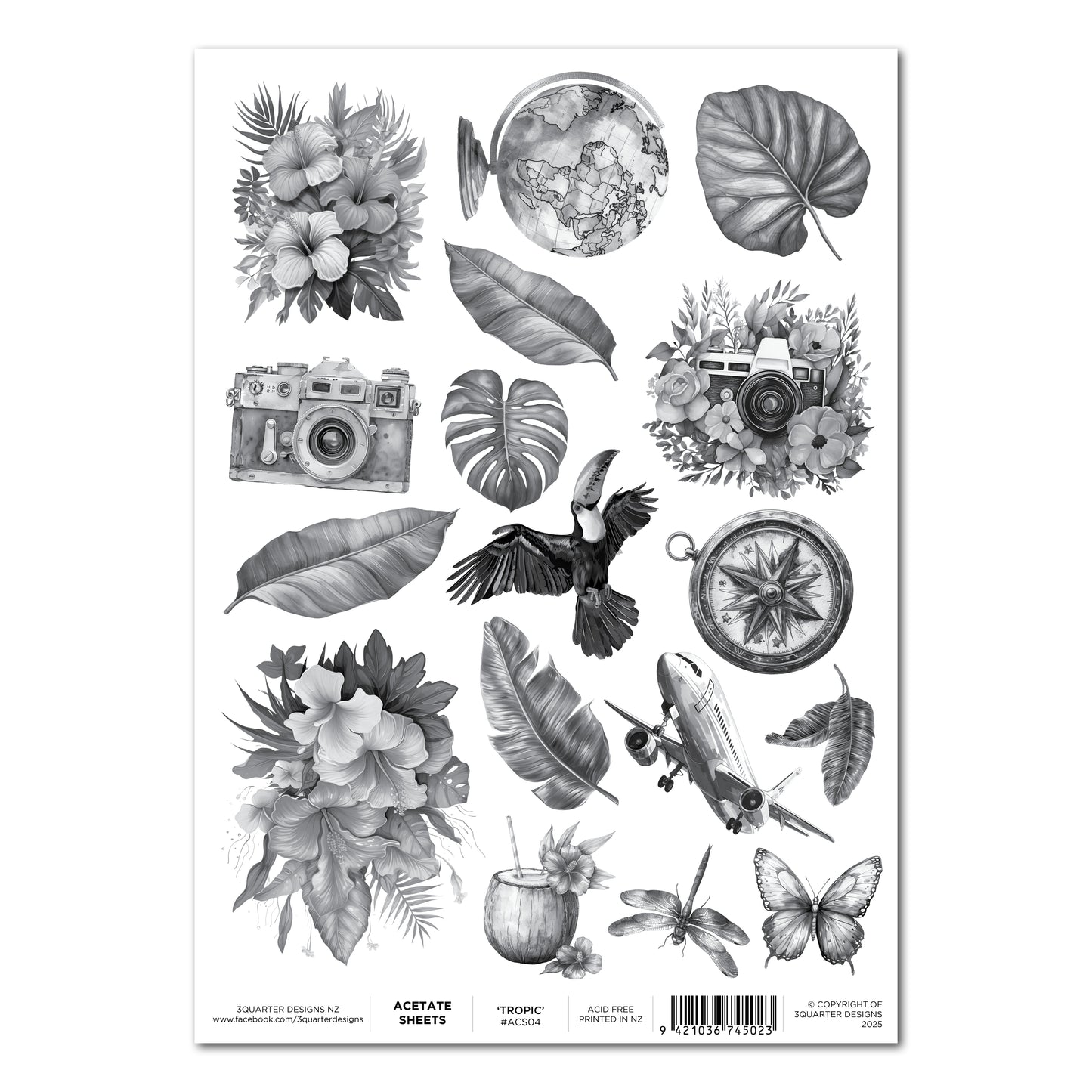 3 Quarter Designs Tropic A4 Acetate Sheet