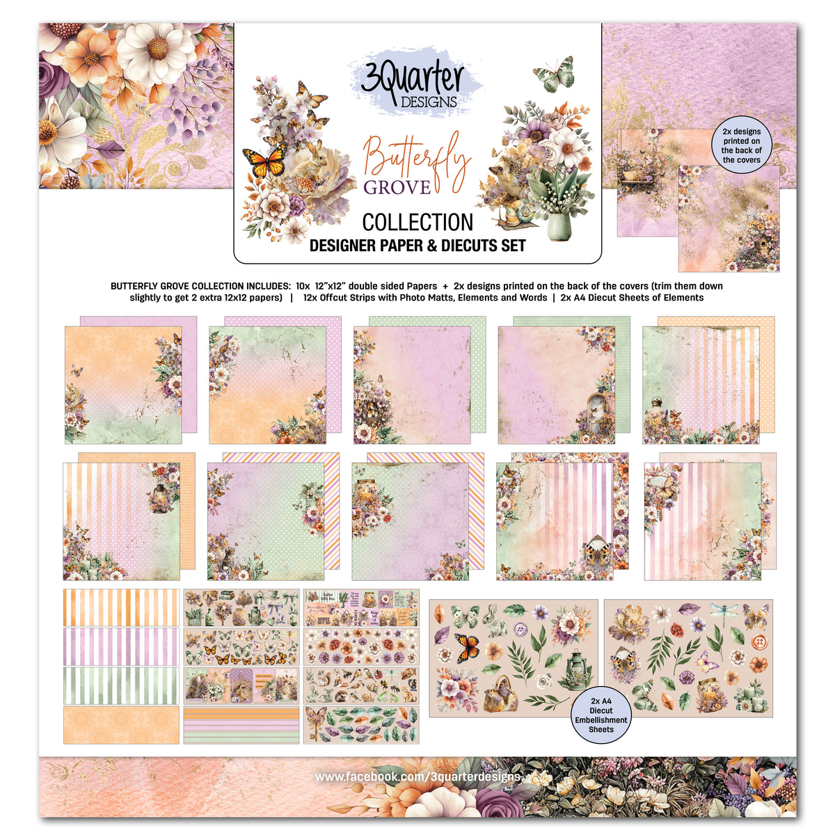 3 Quarter Designs Butterfly Grove 12"x12" Paper Collection Pack