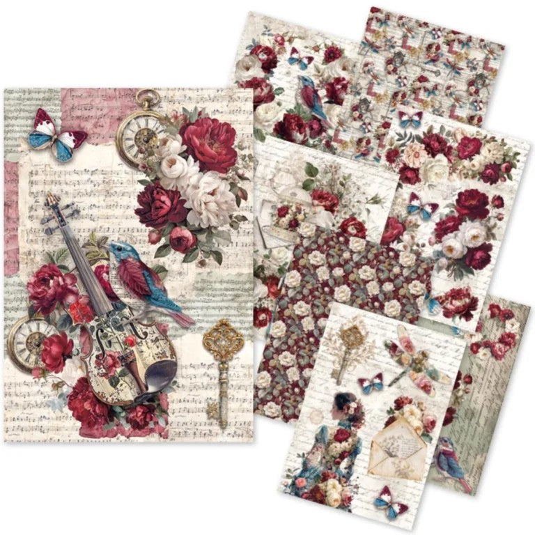 Ciao Bella Bohemian Burgundy A5 Rice Paper Art Set 8/Pkg