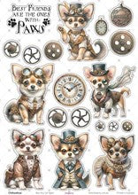 Bee Arty Steampunk Chihuahua A4 Cut Apart Sheet