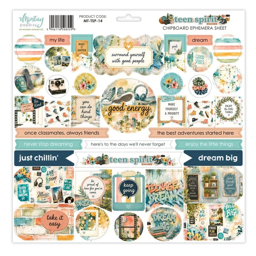 Mintay Teen Spirit Chipboard Ephemera Sheet