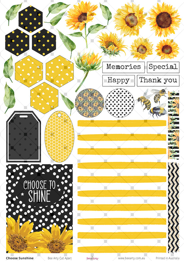 Bee Arty Choose Sunshine A4 Cut Apart Sheet