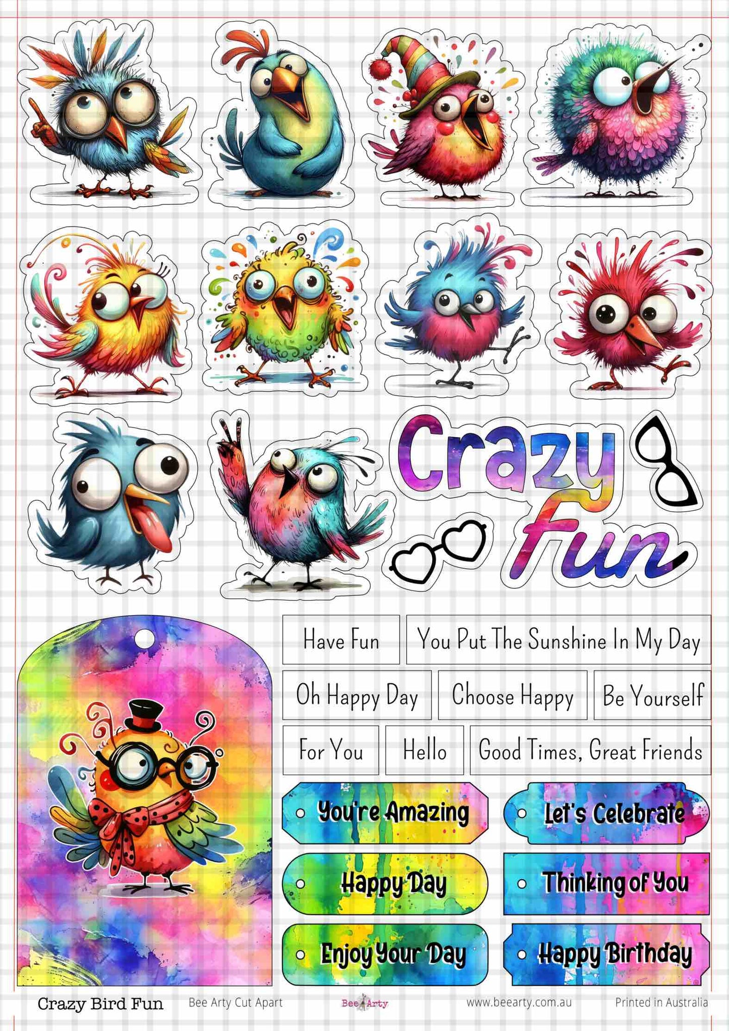 Bee Arty Crazy Bird Fun A4 Cut Apart Sheets