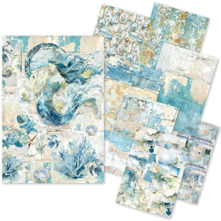 Ciao Bella Lu Mania Edge of the Ocean A5 Mixed Media Rice Paper 8/Pkg