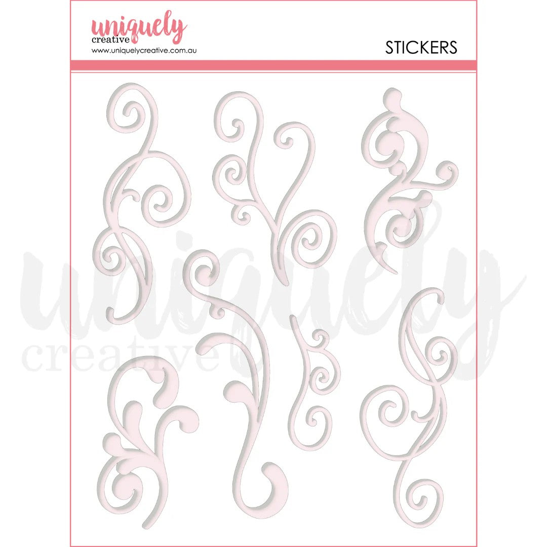 Uniquely Creative White Flourish Puffy Stickers