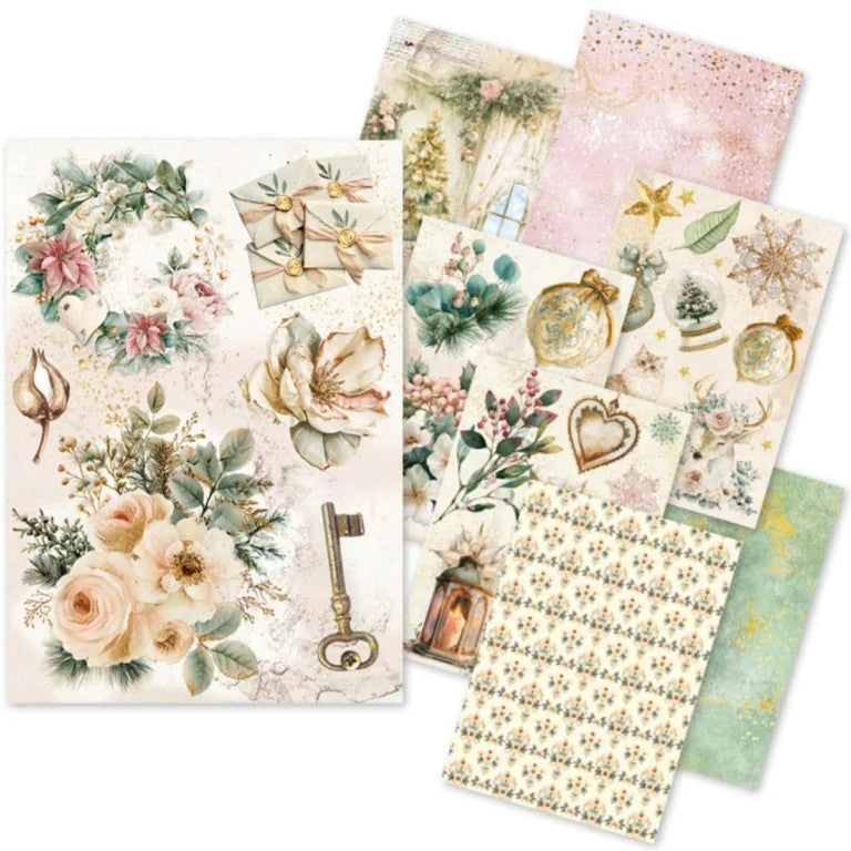 Ciao Bella Golden Winter A5 Rice Paper Art Set 8/Pkg