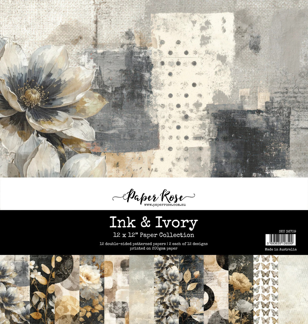 Paper Rose Ink & Ivory 12"x12" Paper Collection