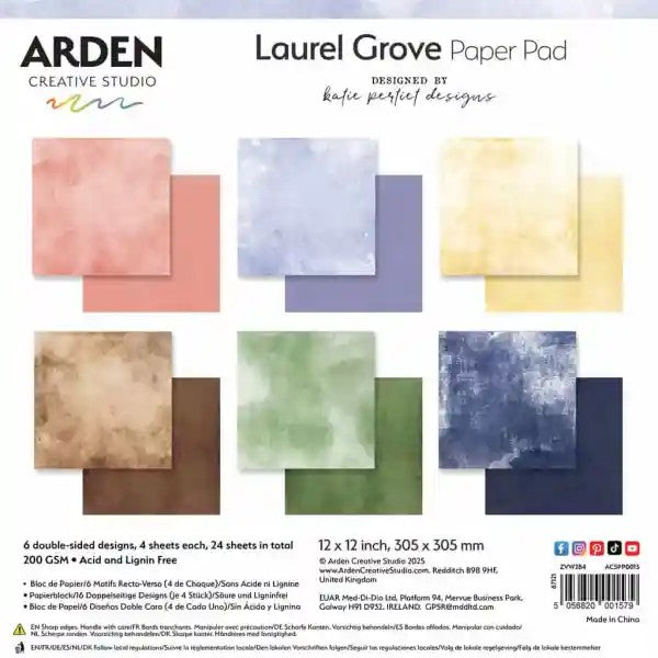 Arden Creative Studios Laurel Grove Solids 12"x12" Paper Pad