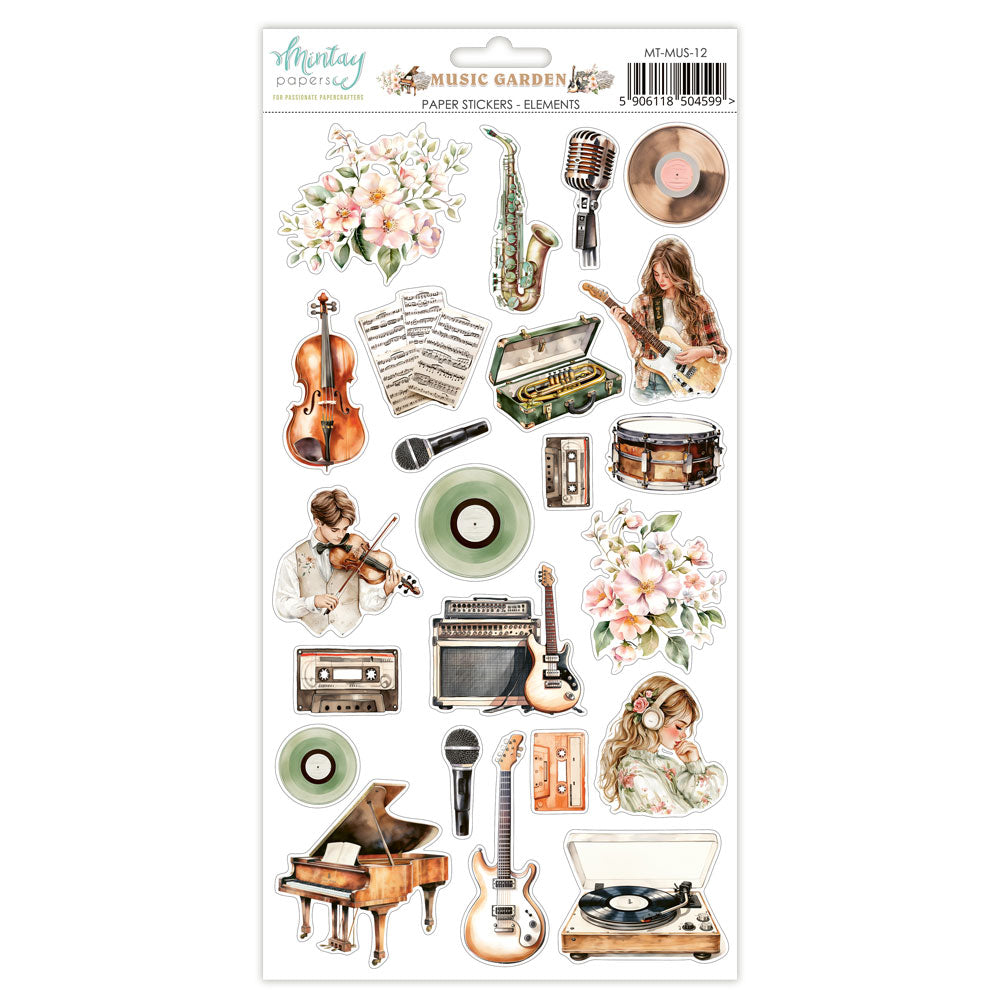 Mintay Paper Stickers Sheet - Elements - Music Garden