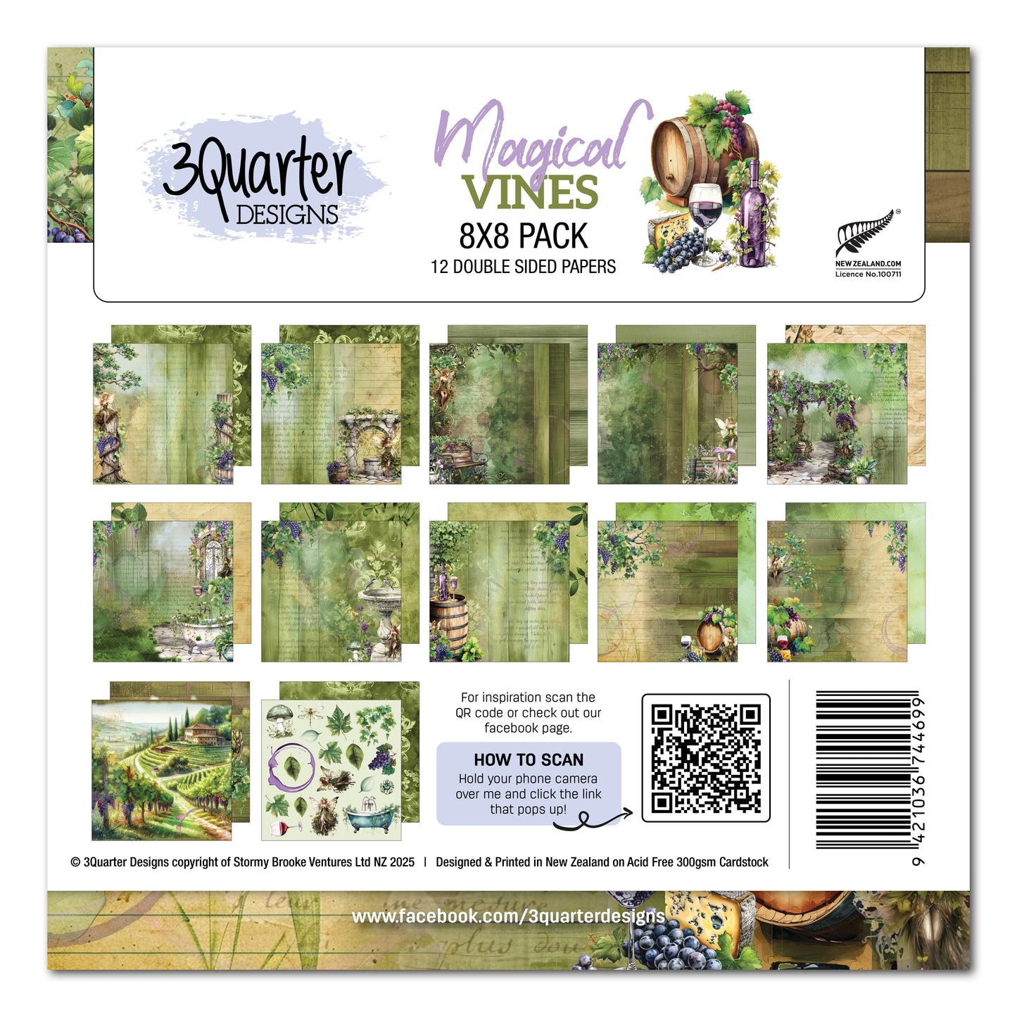 3 Quarter Designs Magical Vines 8"×8" Paper Collection Pack