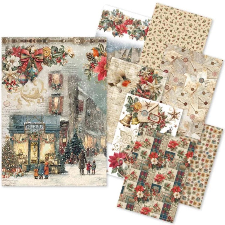 Ciao Bella Merry & Bright A5 Rice Paper Art Set 8/Pkg