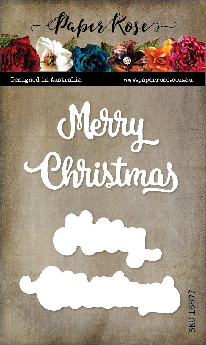 Paper Rose Merry Christmas Large Metal Die