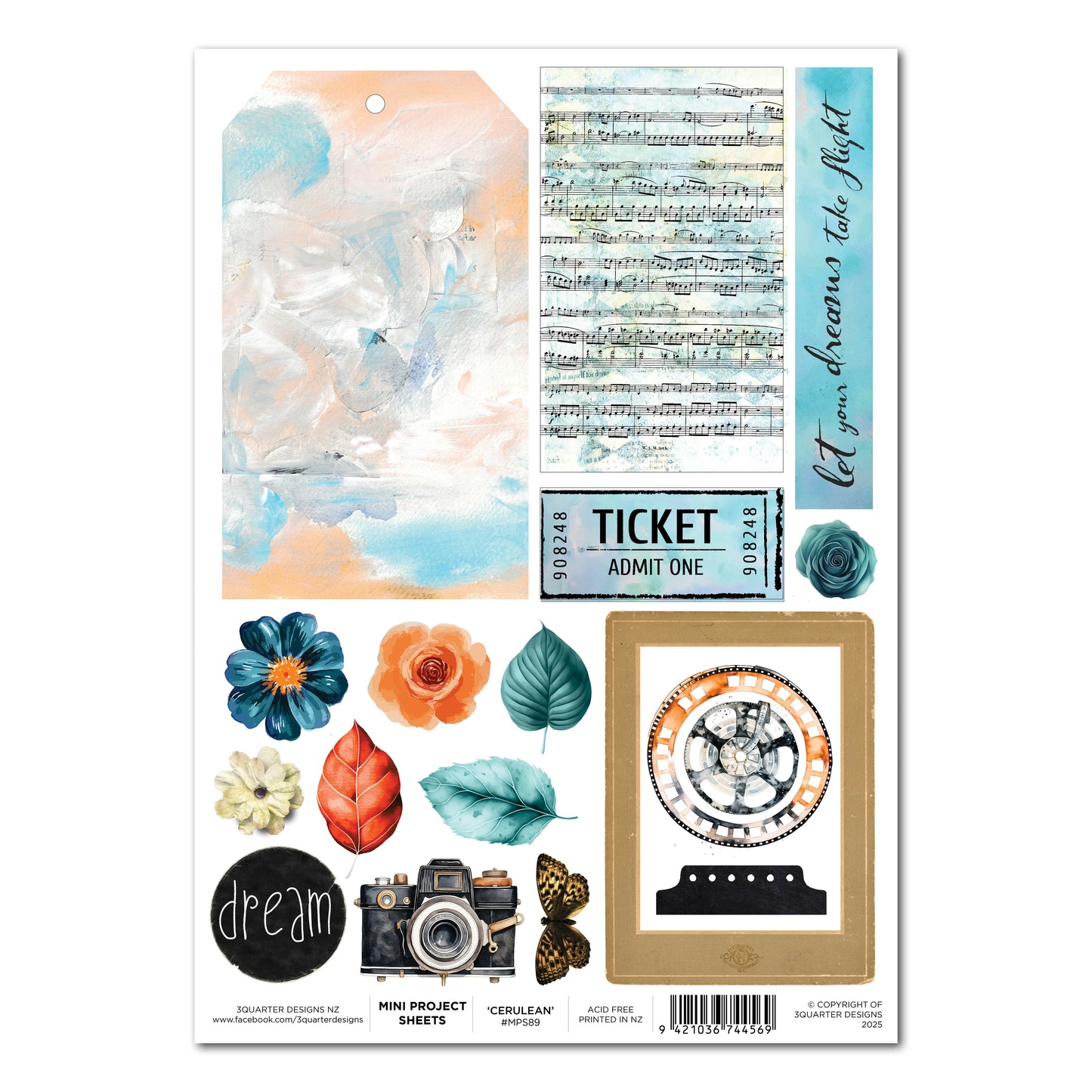 3 Quarter Designs Cerulean Score Mini Project Sheet