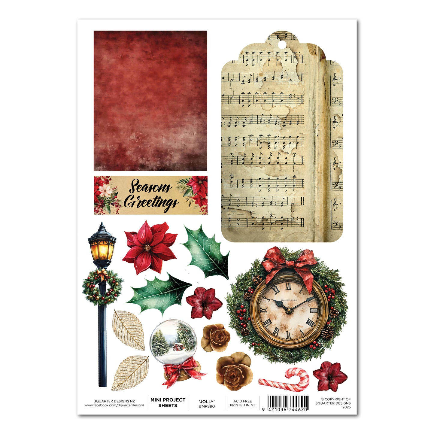 3 Quarter Designs Holly Jolly Mini Project Sheet