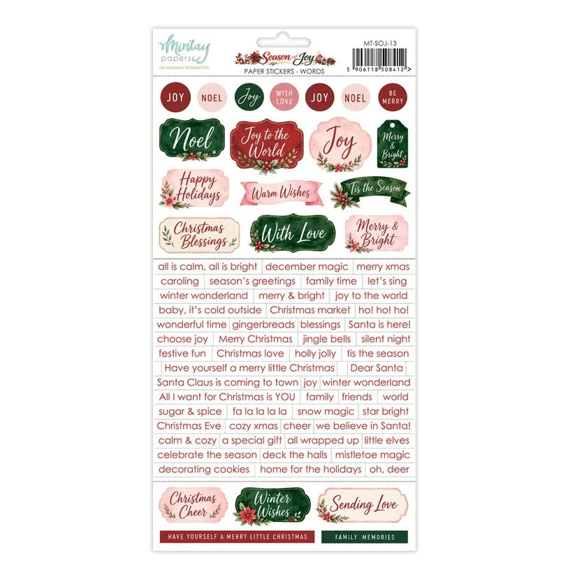 Mintay Season of Joy Paper Stickers - Words