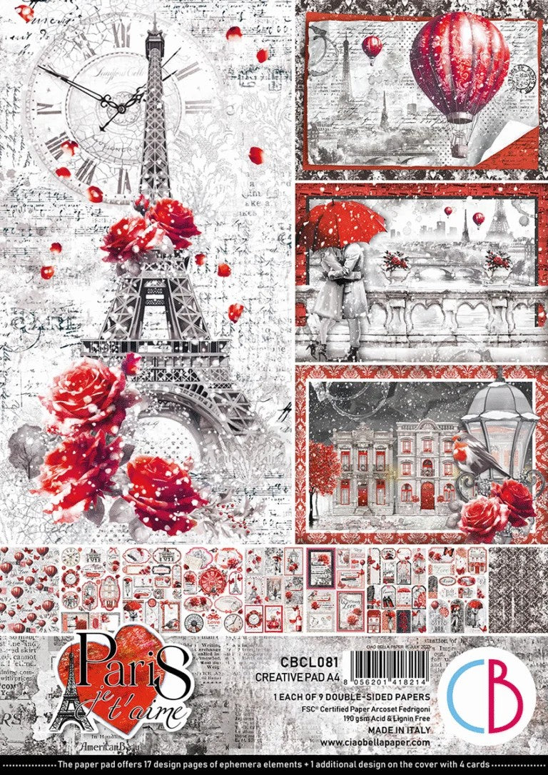 Ciao Bella Paris je t'aime A4 Creative Pad