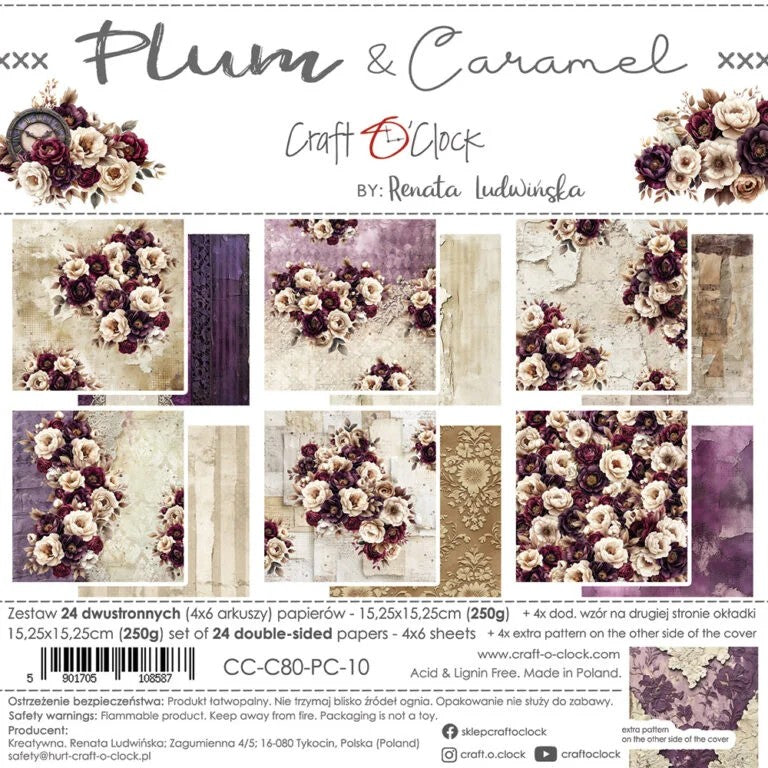 Craft O' Clock Plum & Caramel 6"x6" Paper Pad