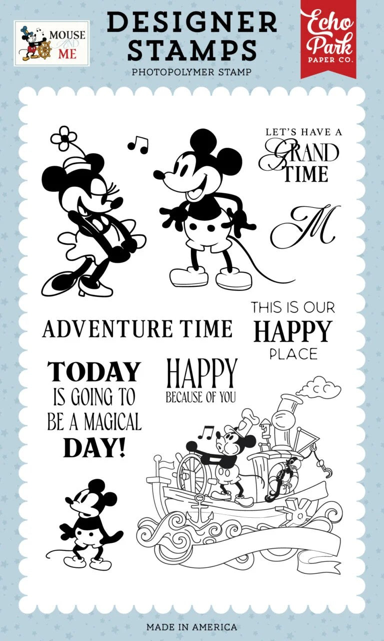 Echo Park Mouse and Me Retro Mouse Pal Designer Stamp Set