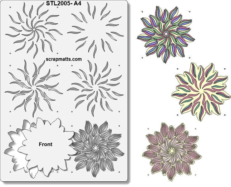 Scrapmatts STL2005 - A4 - Layered Floral Design Stencil