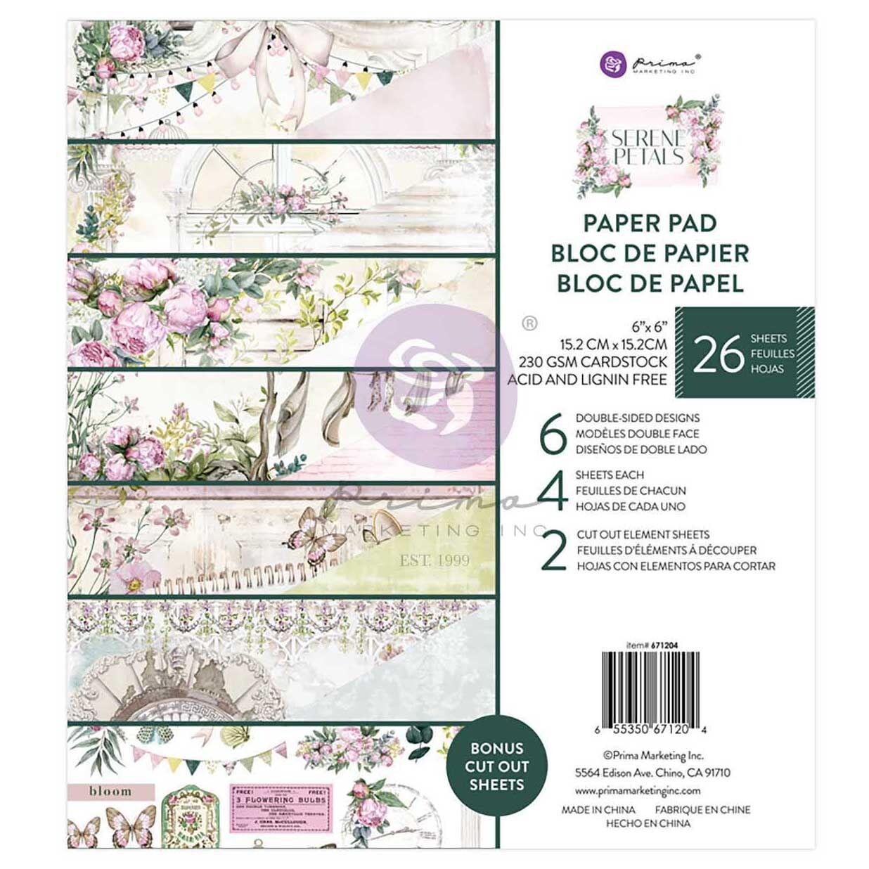 Prima Marketing Serene Petals 6"x6" Paper Pad