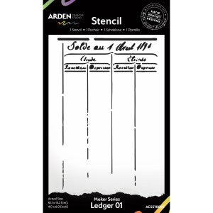 Arden Creative Studio Ledger 01 4"x6" Stencil