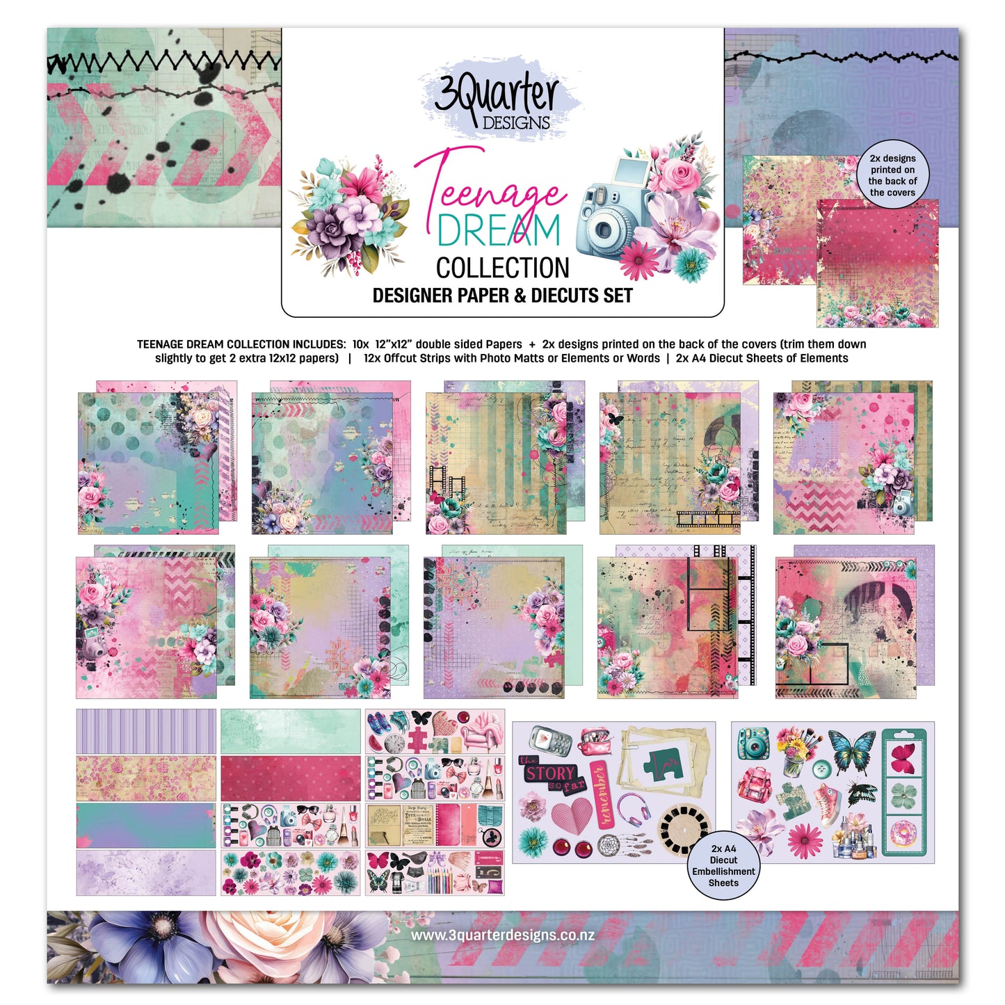 3 Quarter Designs Teenage Dream 12"x12" Paper Collection
