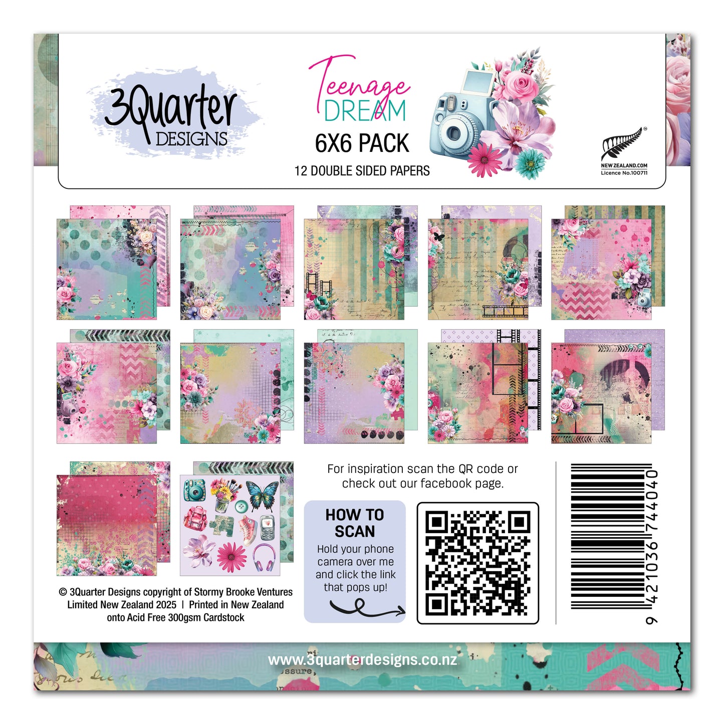 3 Quarter Designs Teenage Dream 6"x6" Paper Pack