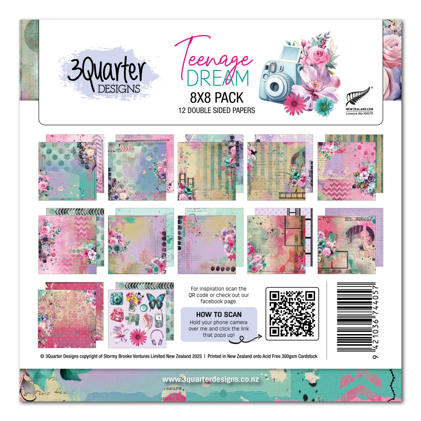 3 Quarter Designs Teenage Dream 8"x8" Paper Pack