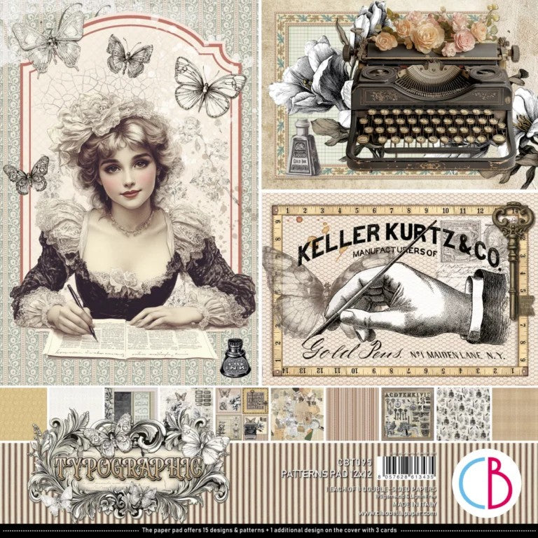 Ciao Bella Typographic 12″x12″ 8/Pkg Patterns Paper Collection Pack