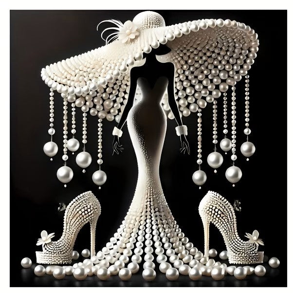 Vintage Black and White Lady Version 2 Diamond Dot Painting