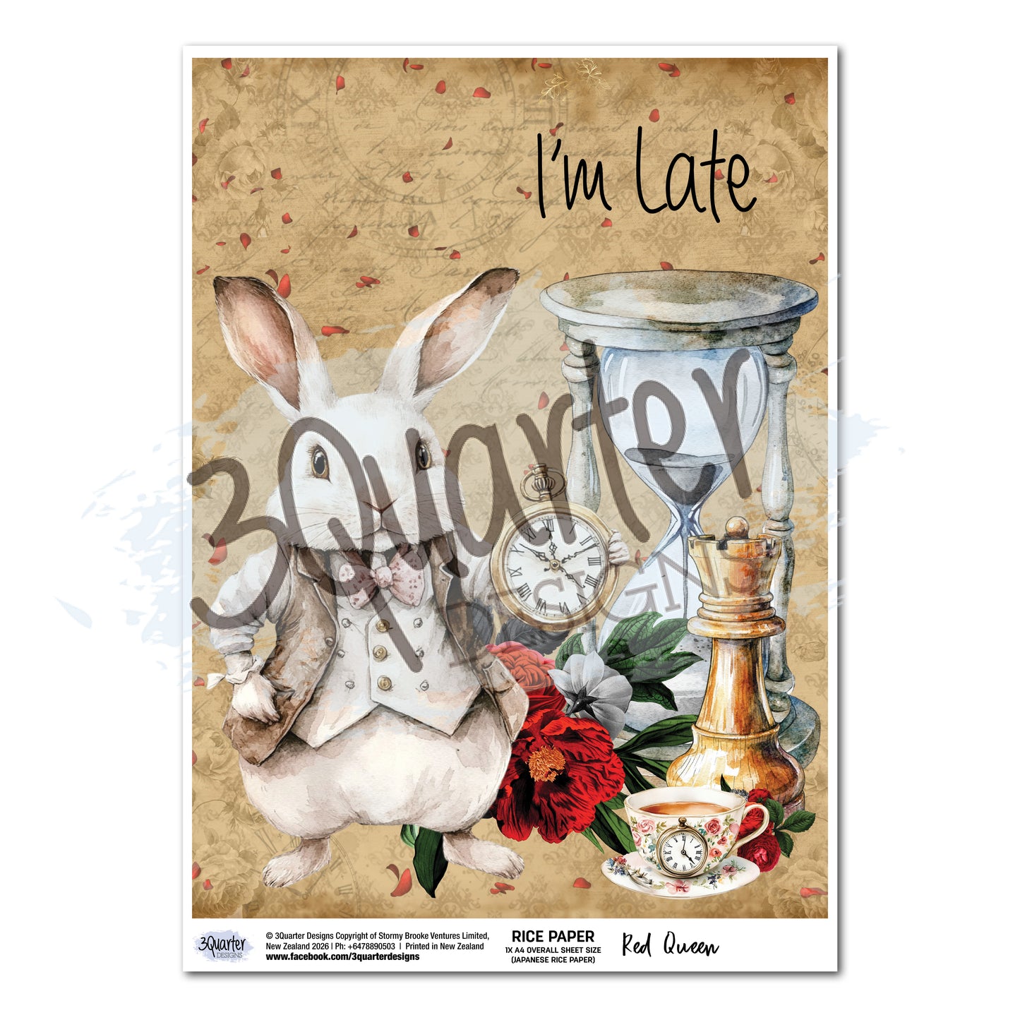 3 Quarter Designs Red Queen A4 Rice Paper Sheet