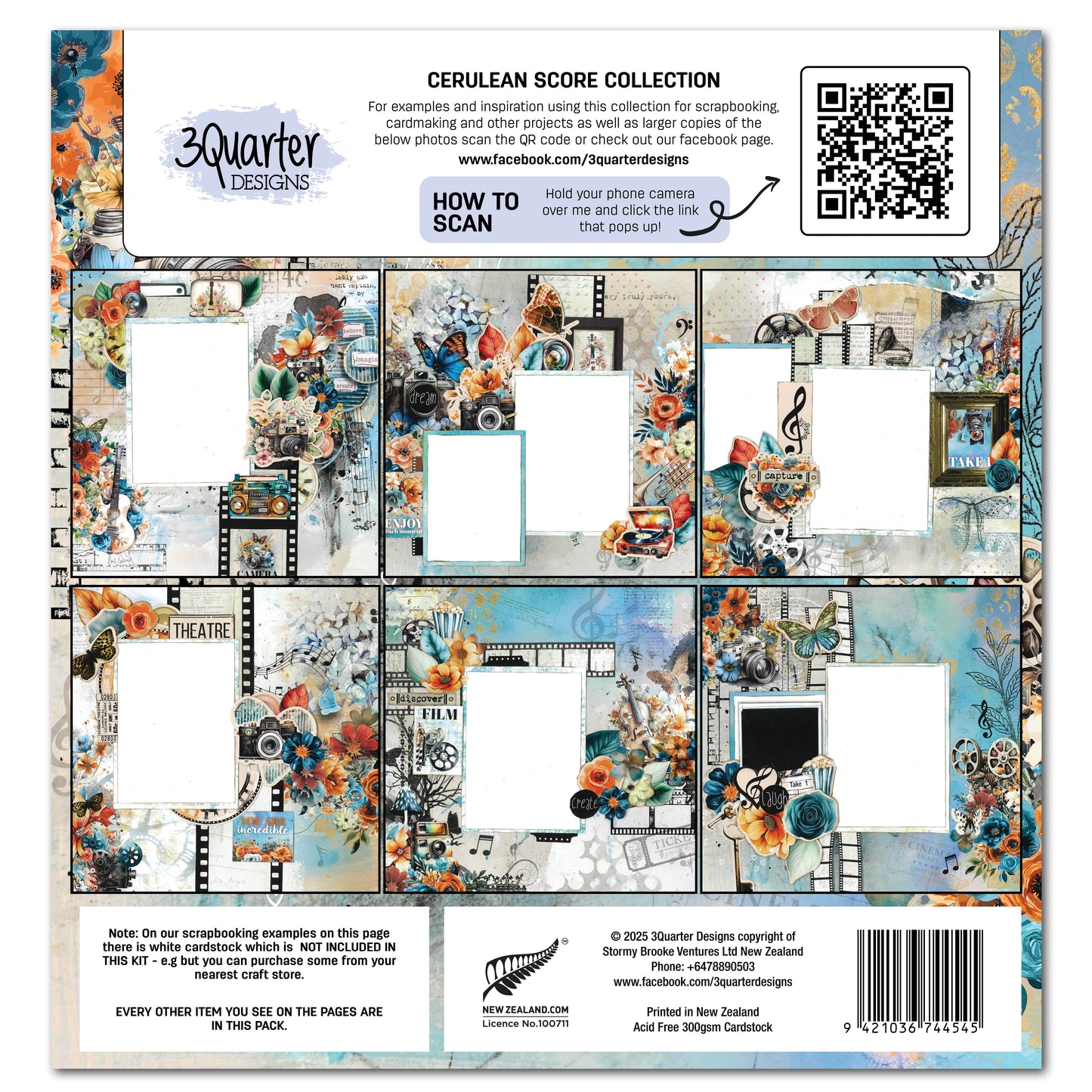 3 Quarter Designs Cerulean Score 12"x12" Paper Collection Pack