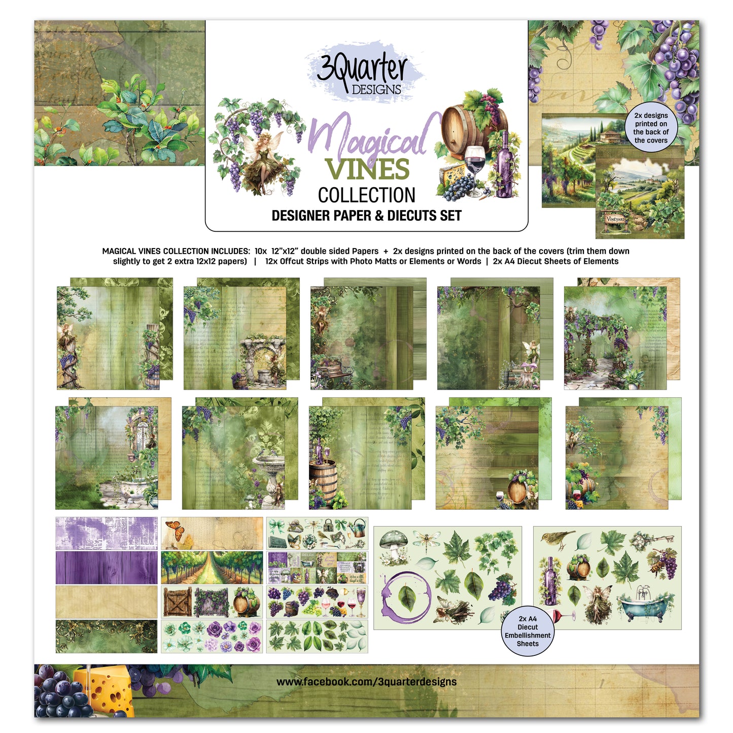 3 Quarter Designs Magical Vines 12"×12" Paper Collection Pack