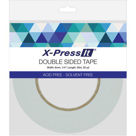 X-Press It Double Sided Paper Tape, Low-Tack, 6.35mm x 50m