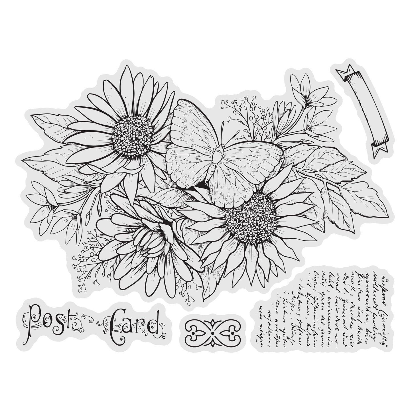Couture Creations Sunflower Stamp and Colour Set (5pc)