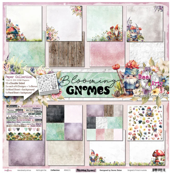 Bee Arty Blooming Gnomes 12"x12" Paper Collection Pack