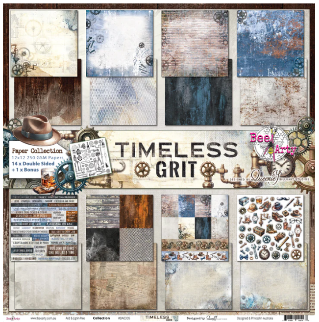 Bee Arty Timeless Grit 12"x12" Paper Collection Pack