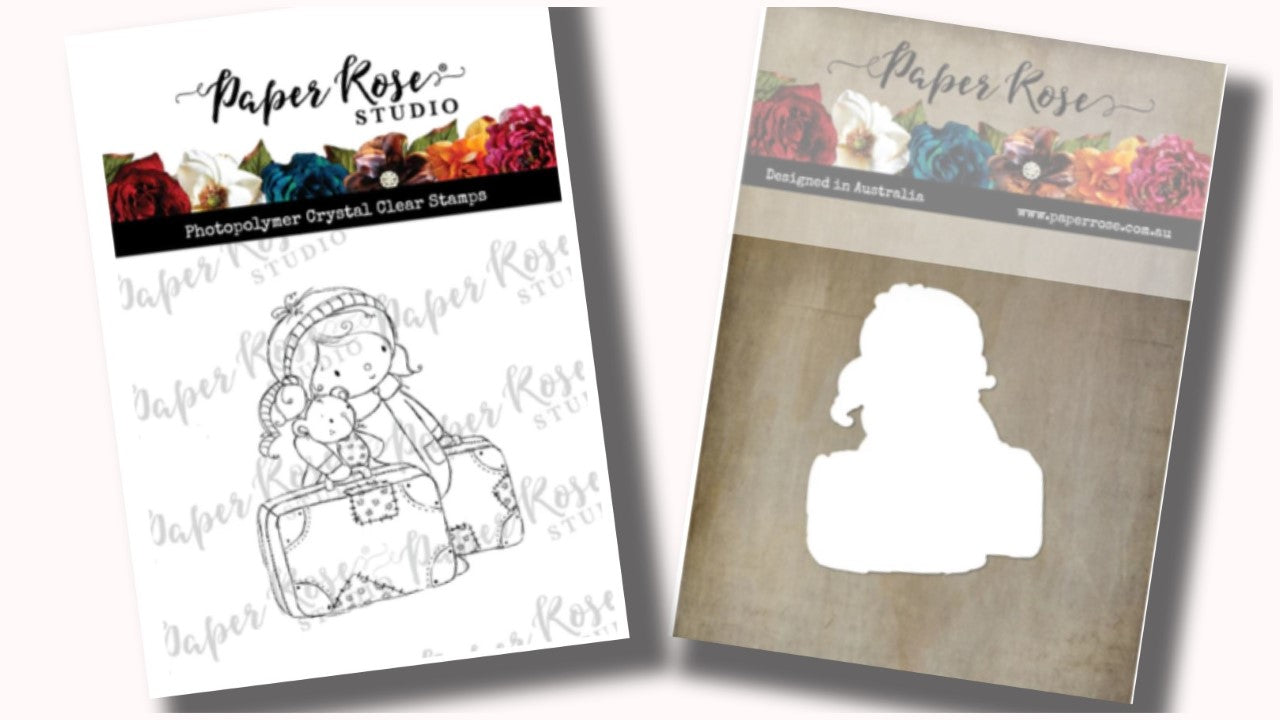 Paper Rose Teddy Travels Stamp and Die Set