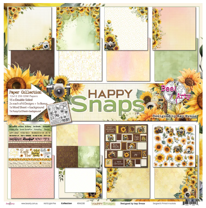 Bee Arty Happy Snaps 12"x12" Paper Collection Pack