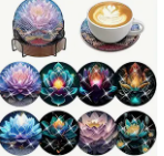 Lotus Flowers 8pc DIY Diamond Art Coaster Set