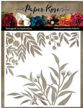 Paper Rose Gum Leaf 6"x6" Stencil